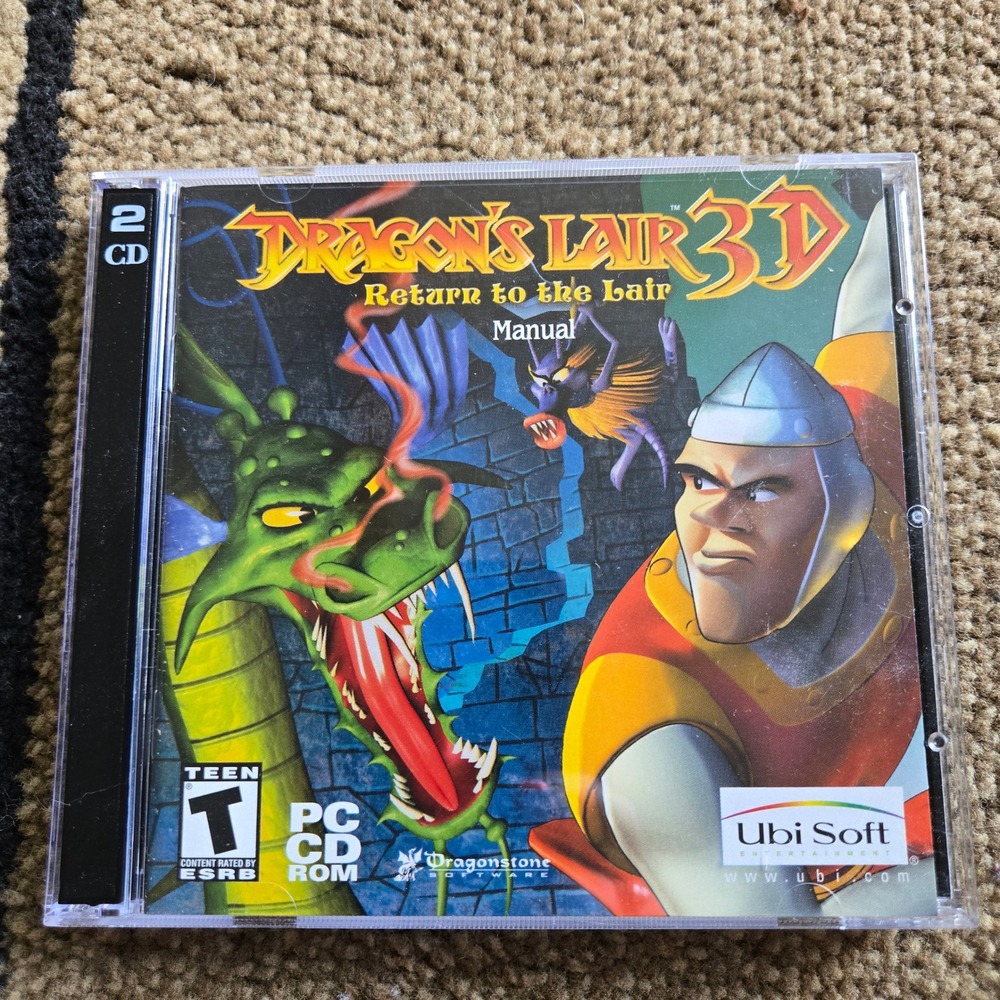 Dragons Lair 3D Return to theLair PC CD-ROM 2002 Ubi Soft 2 Disc Set with Manual